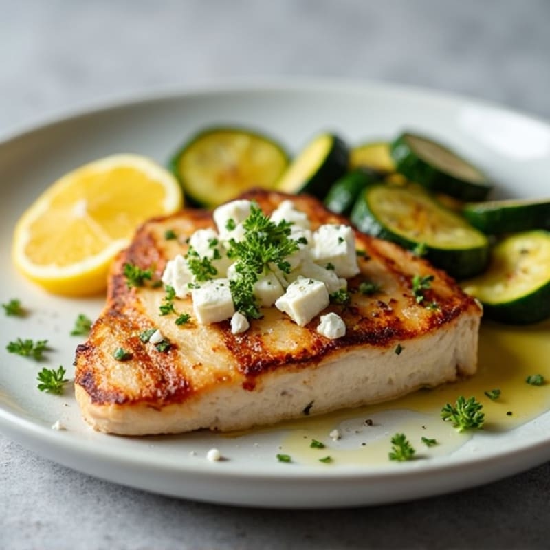 Seared Turkey Breast with Roasted Zucchini and Feta