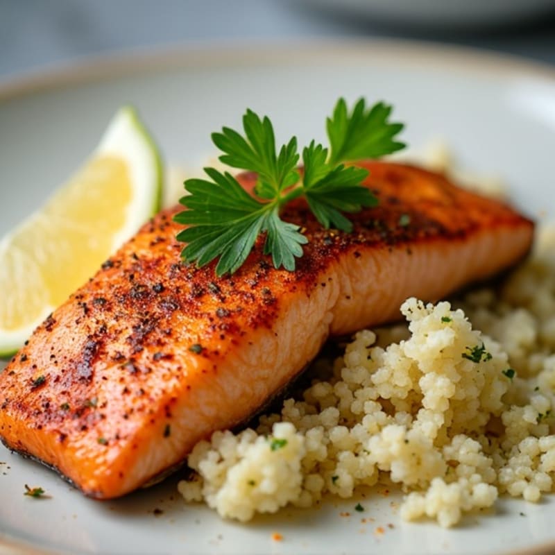 Cajun-Spiced Blackened Salmon with Citrus Cauliflower Rice
