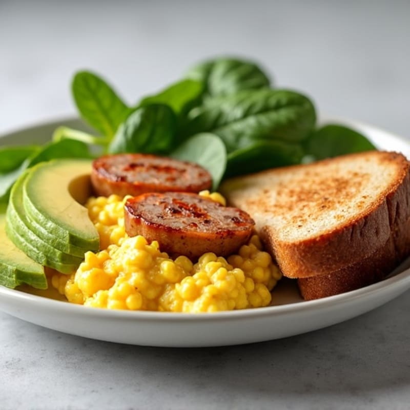 Egg White Scramble with Turkey Sausage and Spinach