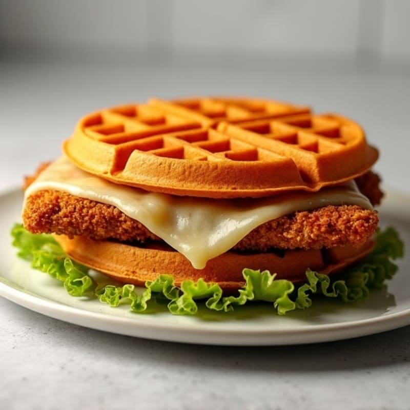 Crispy Chicken Sandwiches with Savory Sweet Potato Waffles