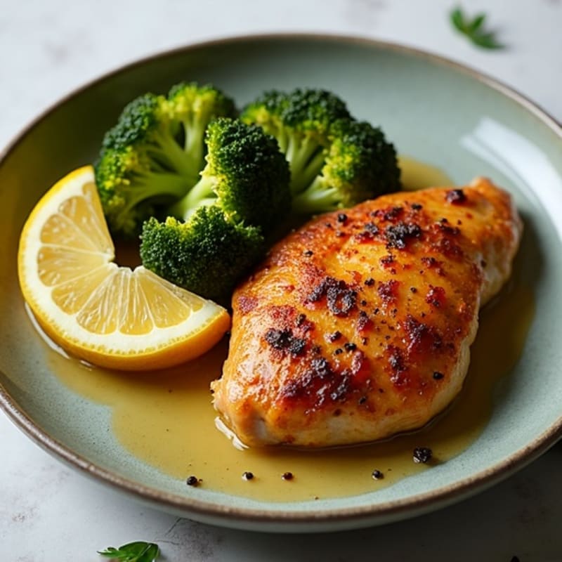 Crispy Lemon-Garlic Roasted Chicken Thighs with Roasted Broccoli