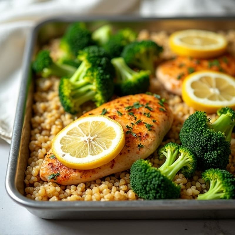 Sheet Pan Lemon Herb Chicken with Roasted Broccoli and Quinoa