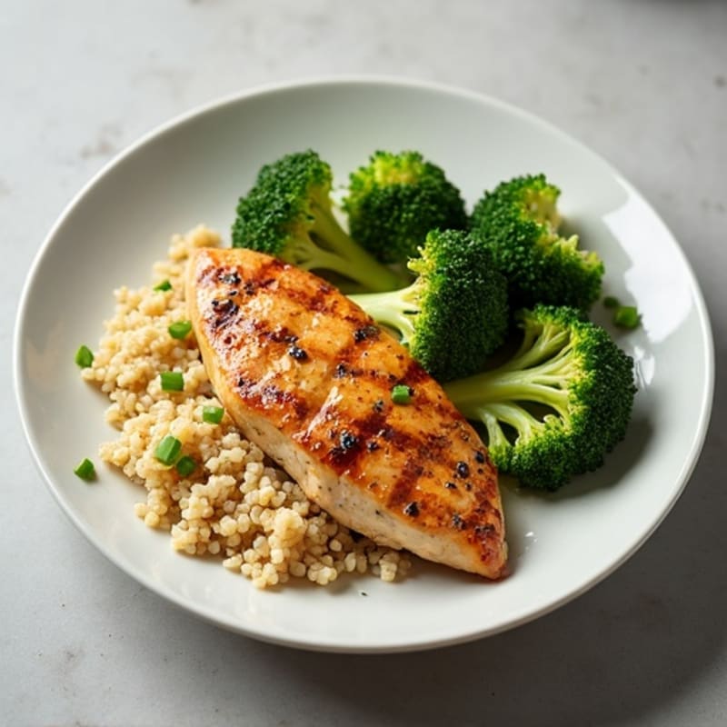 Grilled Chicken Breast with Quinoa and Steamed Broccoli