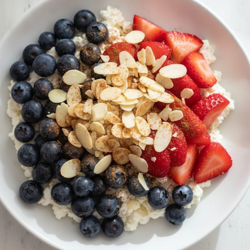 Cottage Cheese and Berry Protein Bowl with Almonds