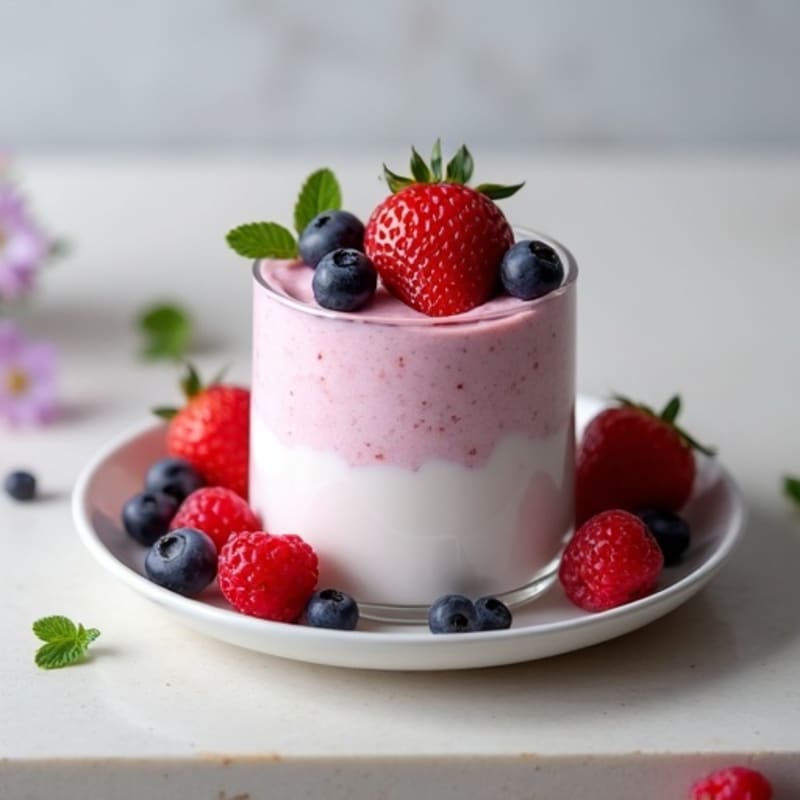 Greek Yogurt Protein Mousse with Mixed Berries