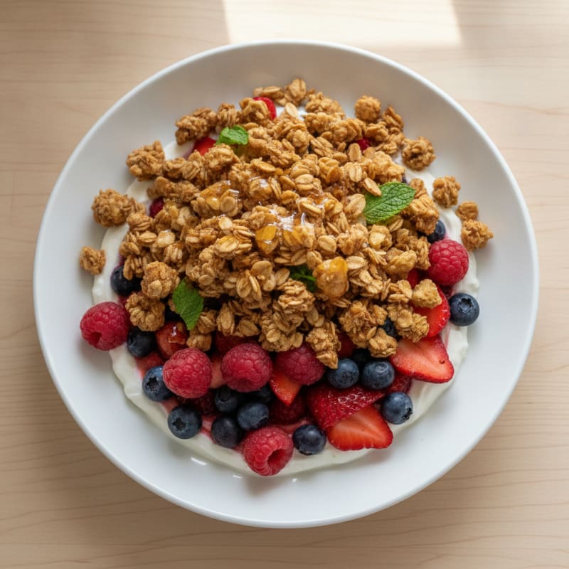 Greek Yogurt Protein Parfait with Mixed Berries