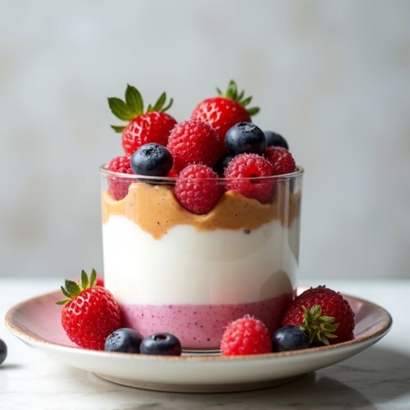 Greek Yogurt Protein Parfait with Mixed Berries and Almond Butter