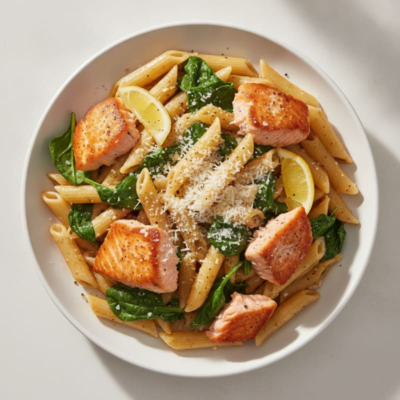 Garlic Butter Salmon Pasta with Parmesan