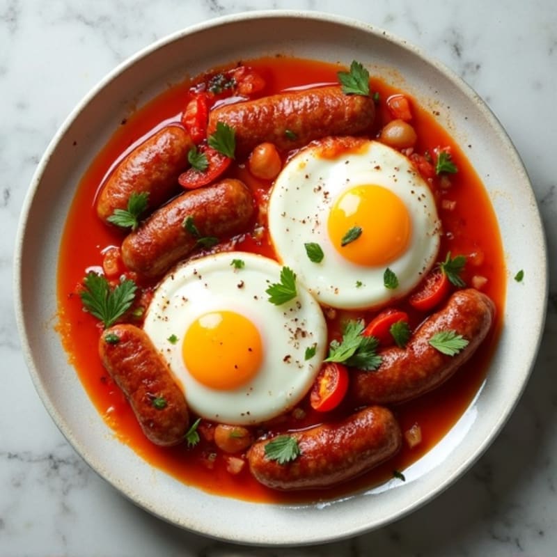 Hearty Poached Eggs in Savory Tomato Pepper Sauce