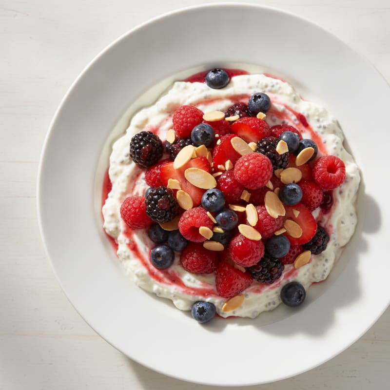 Creamy Greek Yogurt Protein Pudding with Mixed Berries