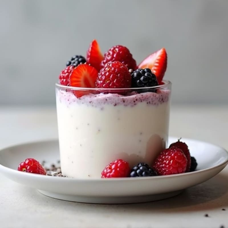 Greek Yogurt Protein Pudding with Mixed Berries