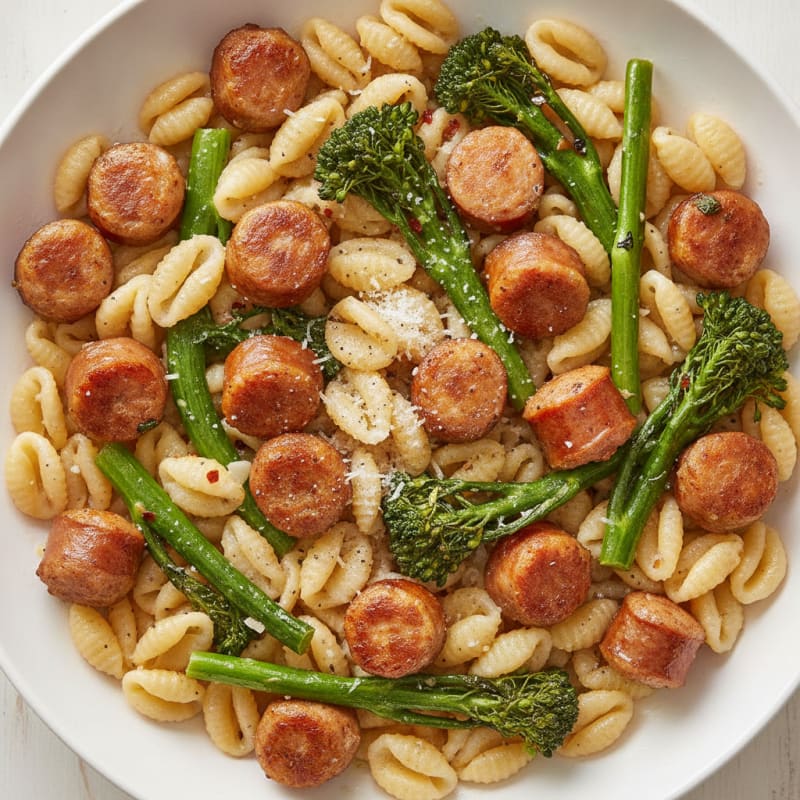 Chicken Sausage Orecchiette with Broccoli Rabe