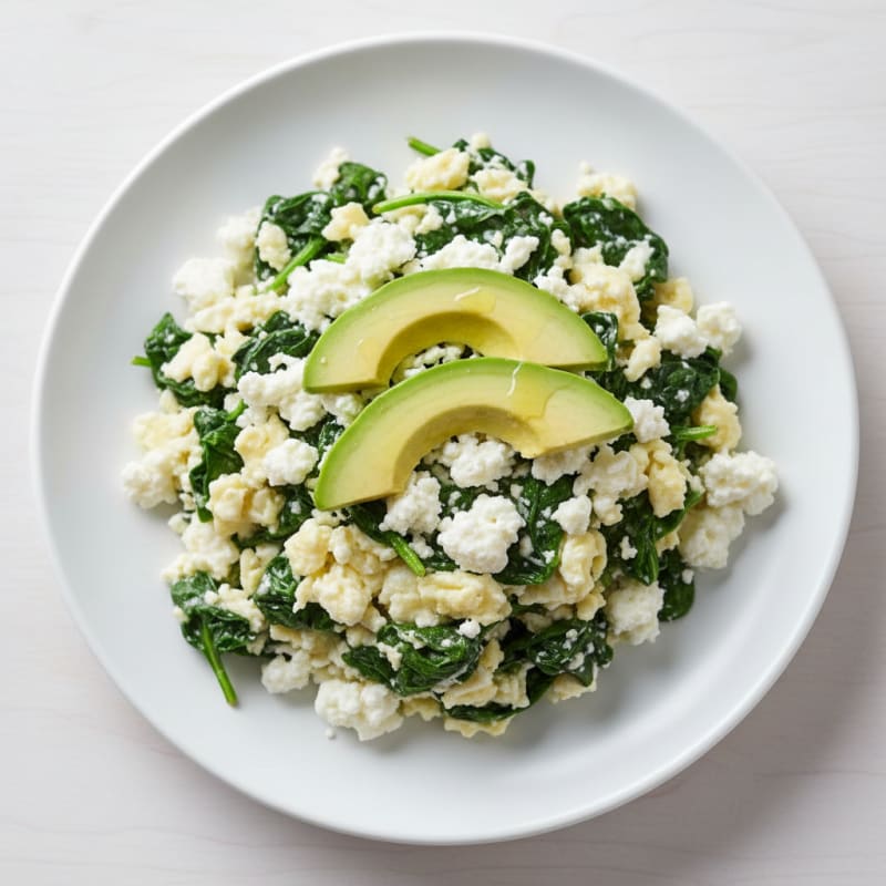 Egg White Spinach Scramble with Cottage Cheese