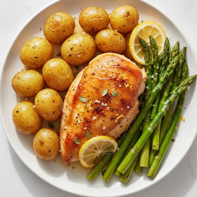 Lemon-Herb Roasted Chicken with Asparagus
