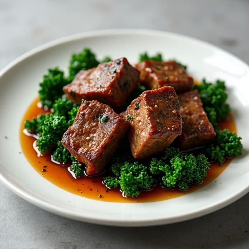 Tender Braised Beef Ribs with Garlicky Greens