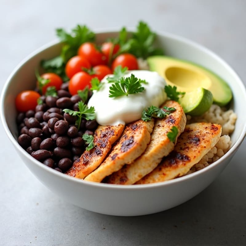 Hearty Black Bean Burrito Bowl with Fresh Salsa and Creamy Avocado