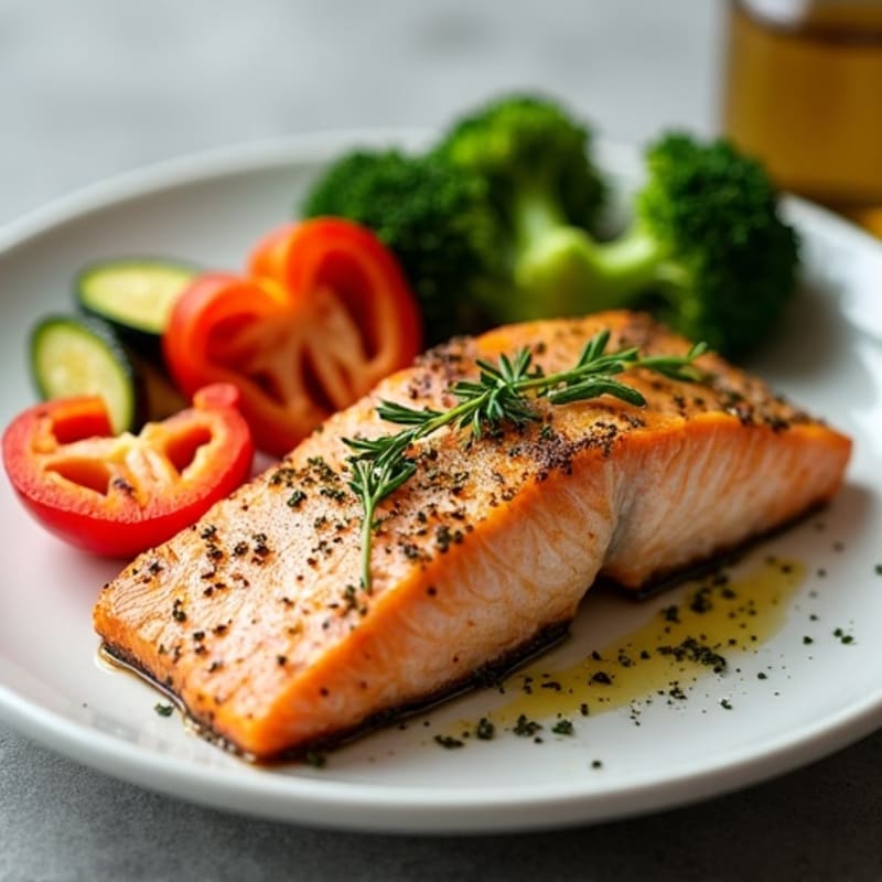 Herb-Crusted Baked Salmon with Roasted Vegetables