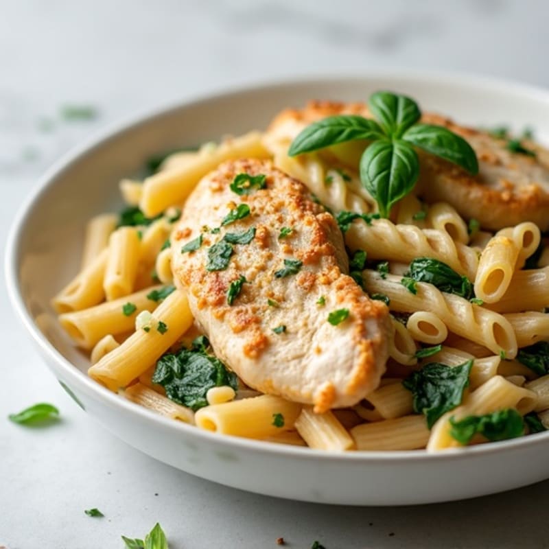 Healthy Creamy Garlic Chicken Pasta