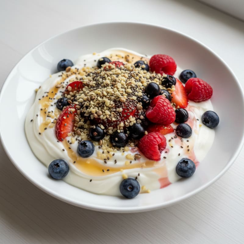 Greek Yogurt Protein Parfait with Mixed Berries