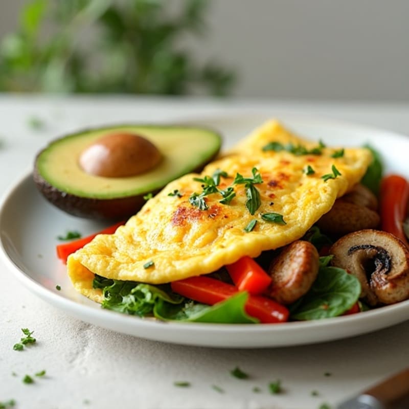 Egg White Veggie Omelette with Turkey Sausage