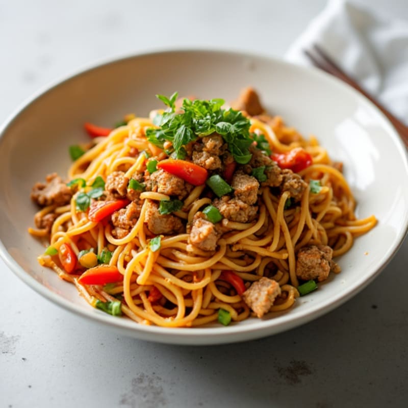 Spicy Ginger Noodles with Ground Turkey