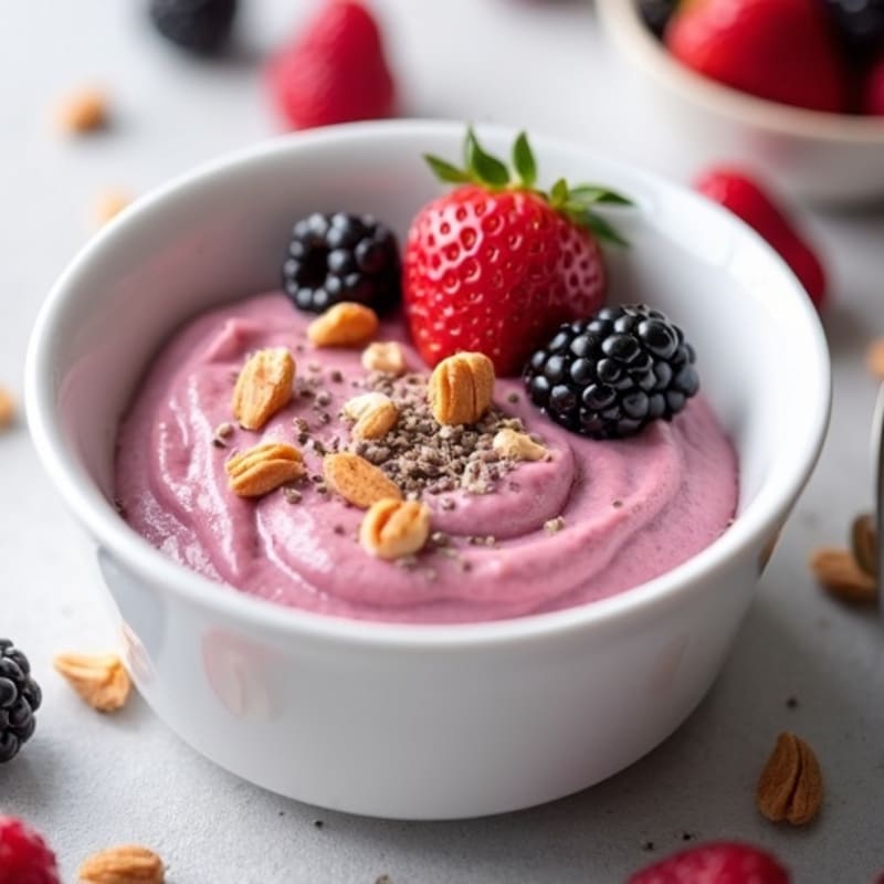 Creamy Greek Yogurt Protein Pudding with Mixed Berries