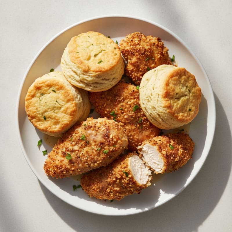 Buttermilk Fried Chicken with Fluffy Biscuits
