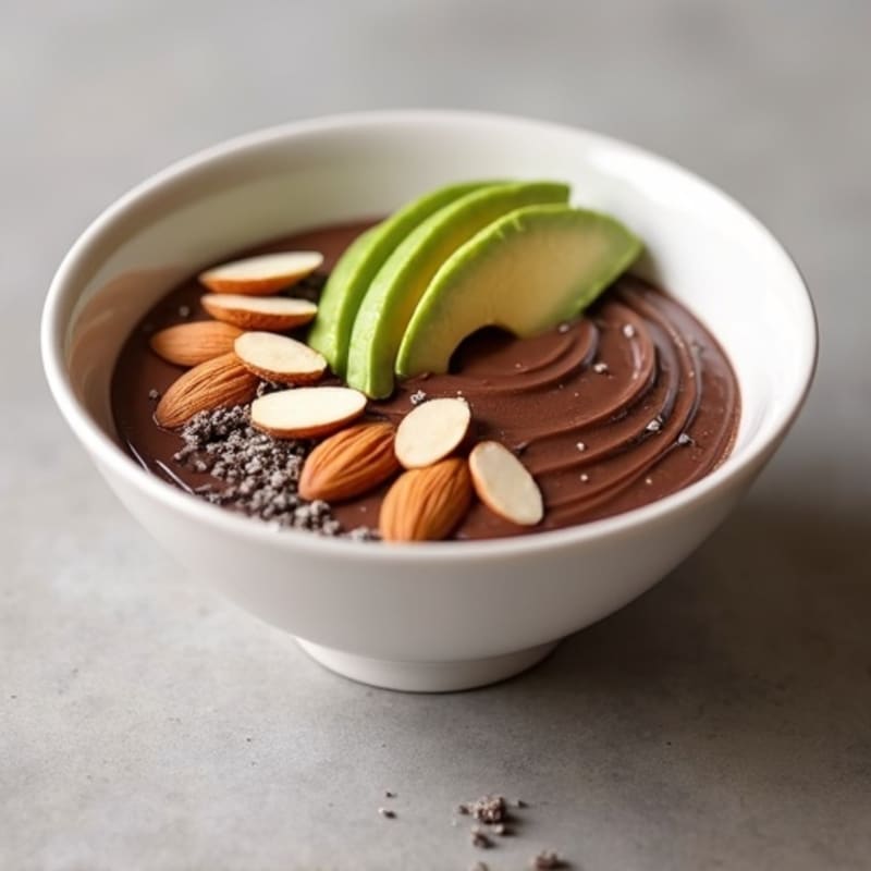Silky Chocolate Protein Pudding with Sliced Almonds