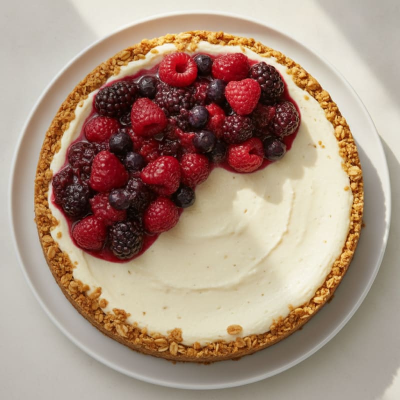 Silky Protein Cheesecake with Greek Yogurt and Mixed Berries