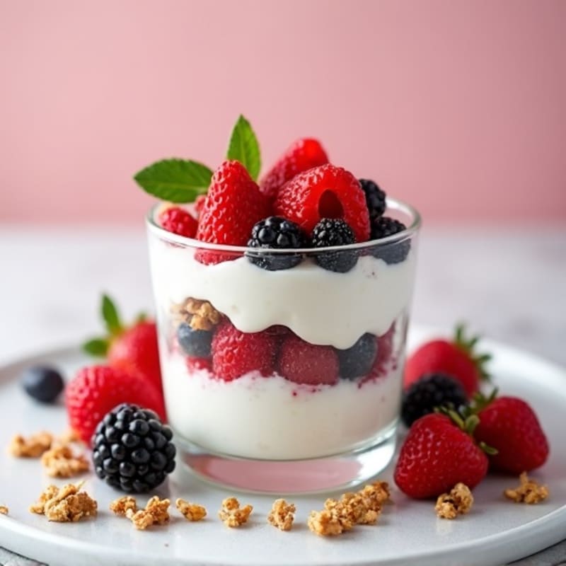 Creamy Greek Yogurt Parfait with Mixed Berries and Protein Granola