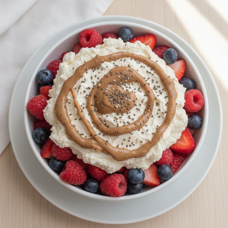 Greek Yogurt Protein Mousse with Mixed Berries