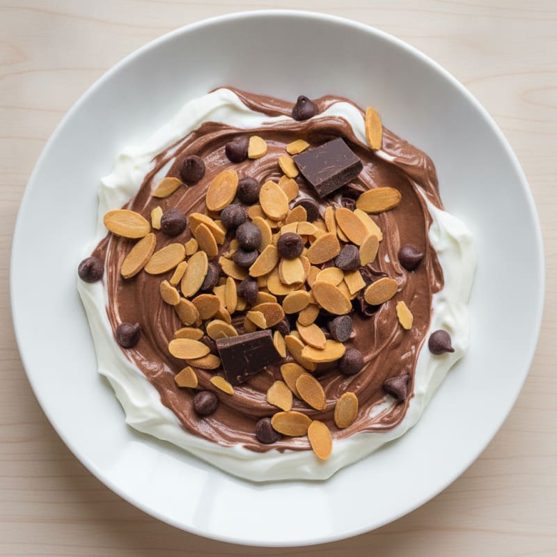 Creamy Protein Yogurt with Chocolate and Almonds