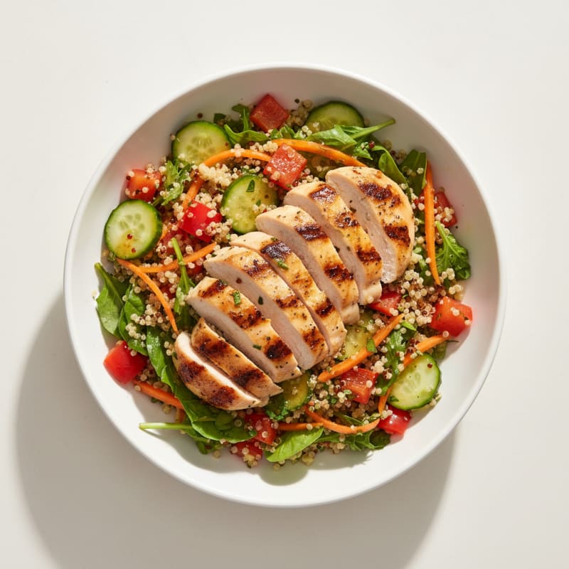 Grilled Chicken and Quinoa Bowl with Crunchy Vegetables