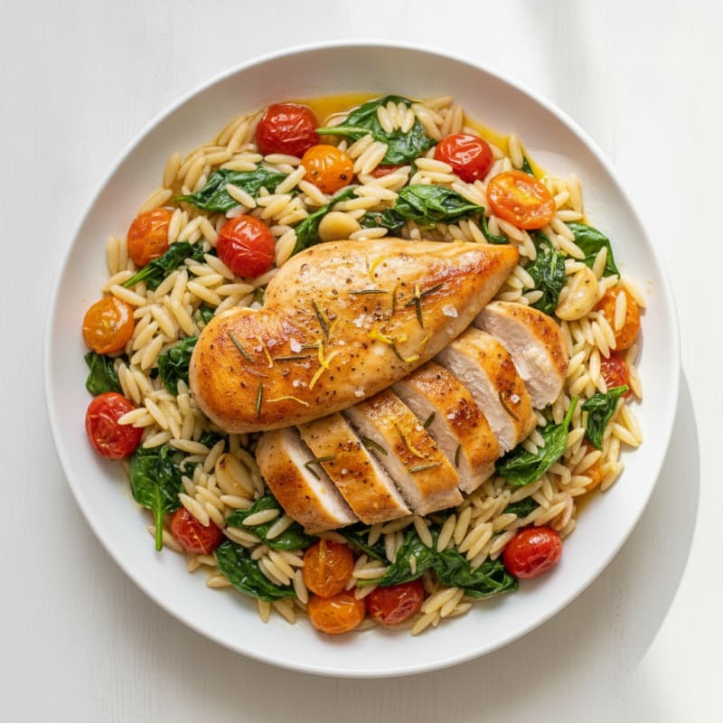 Lemon Herb Roasted Chicken with Orzo