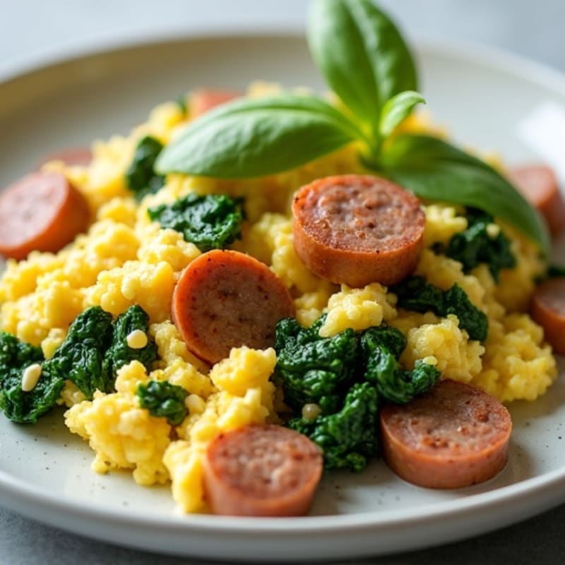 Egg White and Turkey Sausage Scramble with Spinach