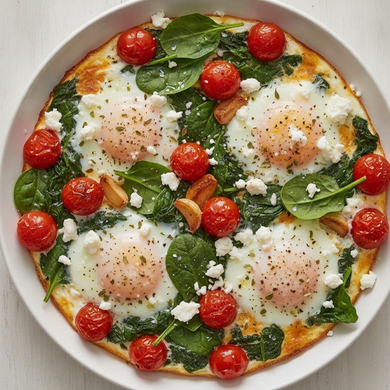 Baked Eggs with Roasted Tomatoes and Feta