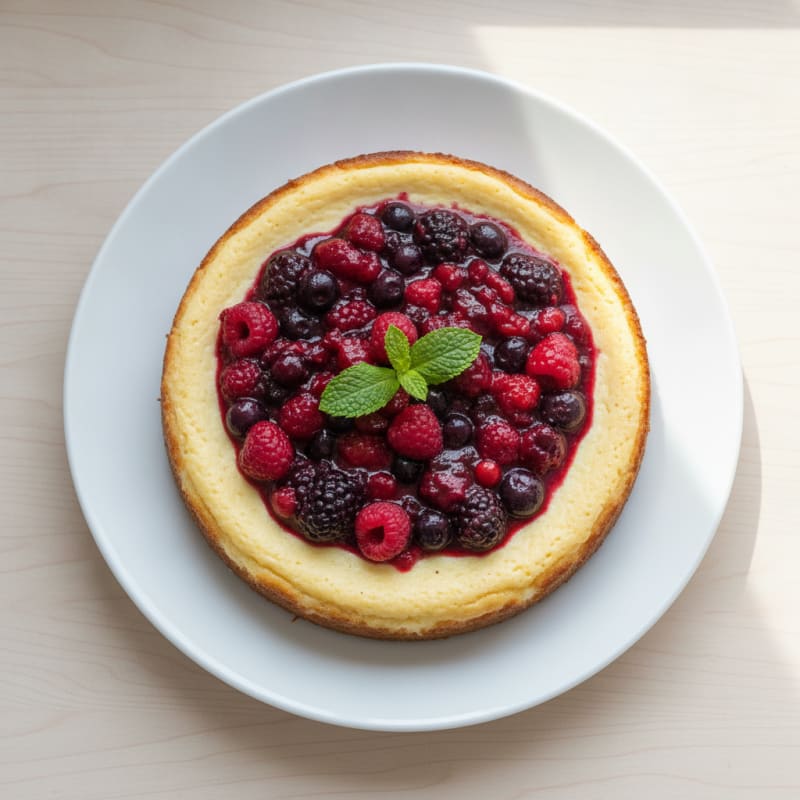 Greek Yogurt Protein Cheesecake with Mixed Berries