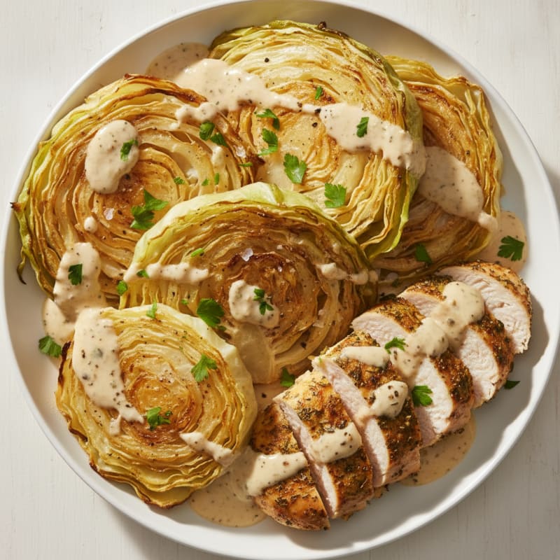 Roasted Cabbage Steaks with Lemon-Herb Dressing