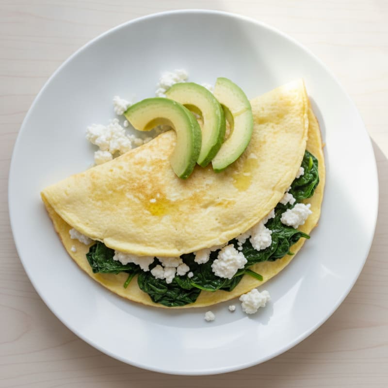 Egg White Spinach Omelette with Cottage Cheese