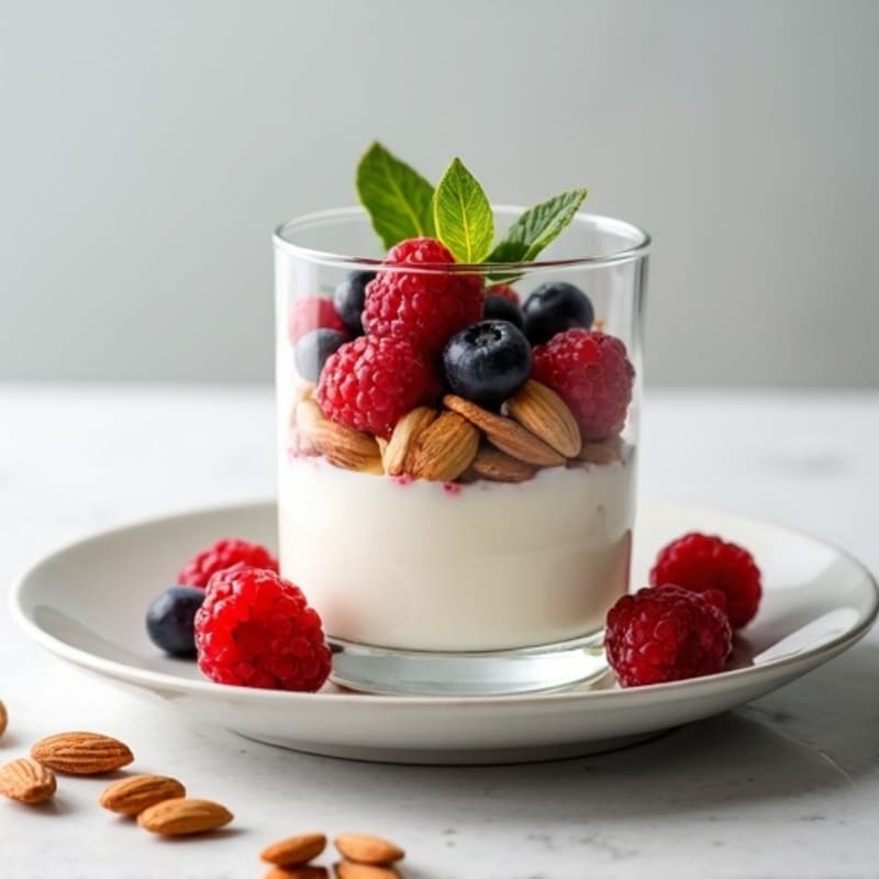 Greek Yogurt Protein Parfait with Mixed Berries and Almonds