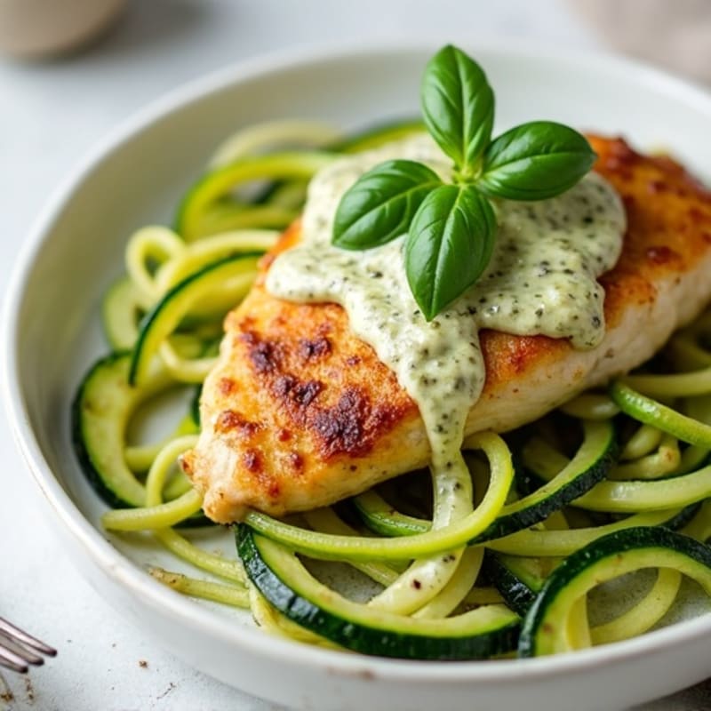 Creamy Pesto Chicken with Zucchini Noodles