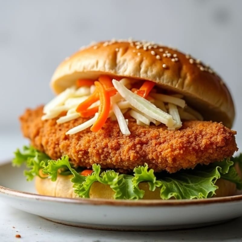 Crispy Baked Chicken Sandwich with Tangy Slaw