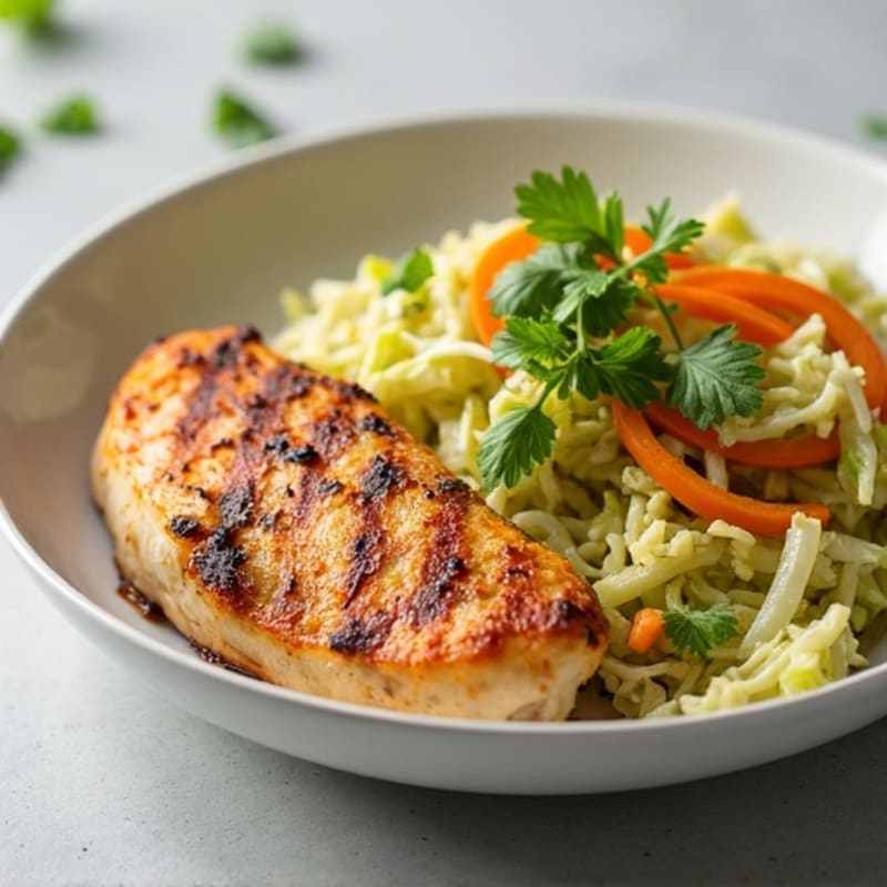 Grilled Chicken Breast with Crunchy Cabbage Slaw