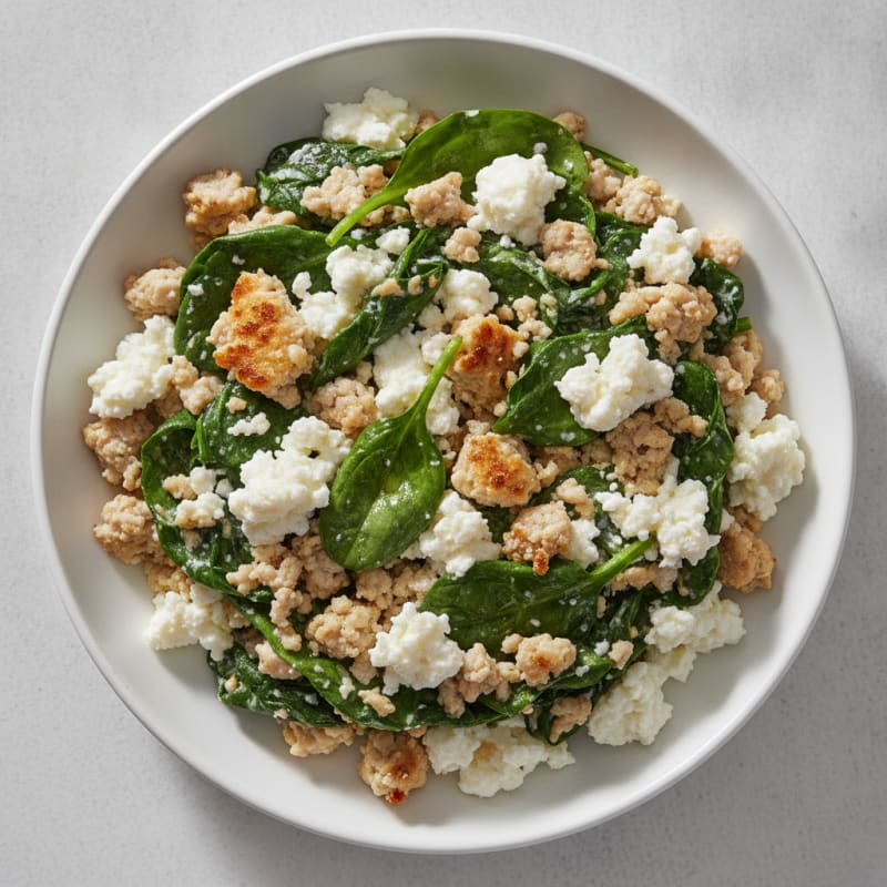 Egg White and Turkey Scramble with Spinach and Cottage Cheese