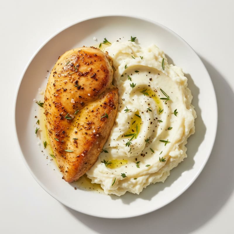 Garlic Herb Roasted Chicken with Mashed Potatoes