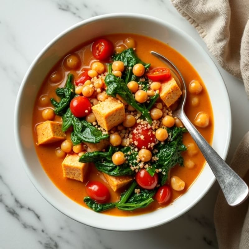 Creamy Lentil and Chickpea Stew with Spinach