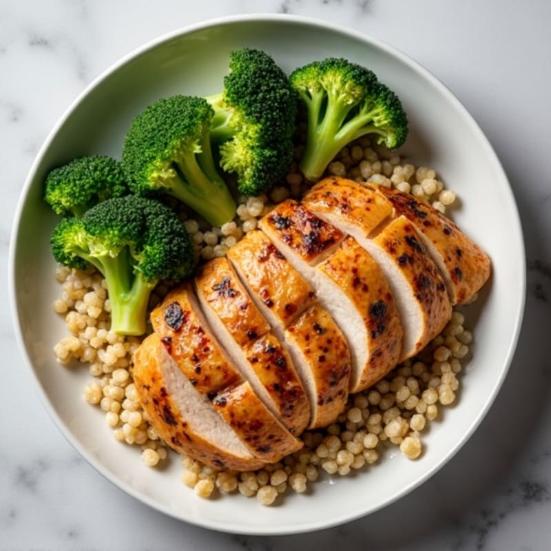 Grilled Turkey Breast with Roasted Broccoli and Quinoa