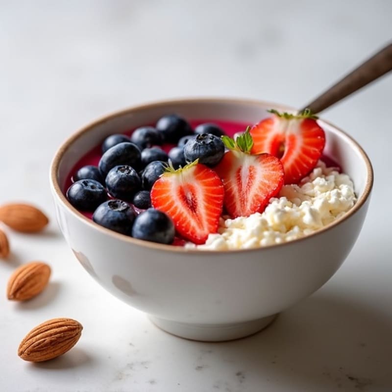 Cottage Cheese Berry Bowl with Almonds