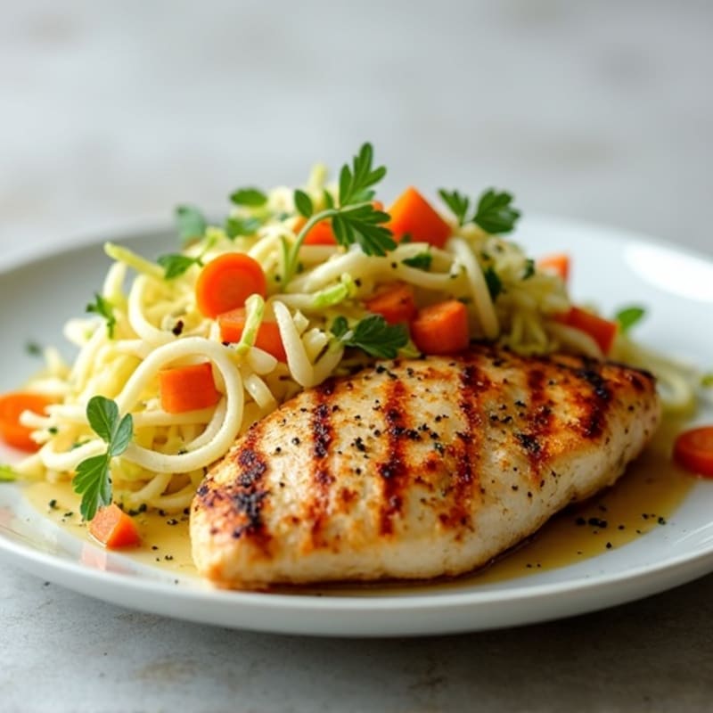 Grilled Chicken Breast with Crunchy Cabbage Slaw