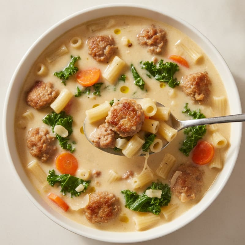 Creamy Parmesan Italian Sausage Ditalini Soup